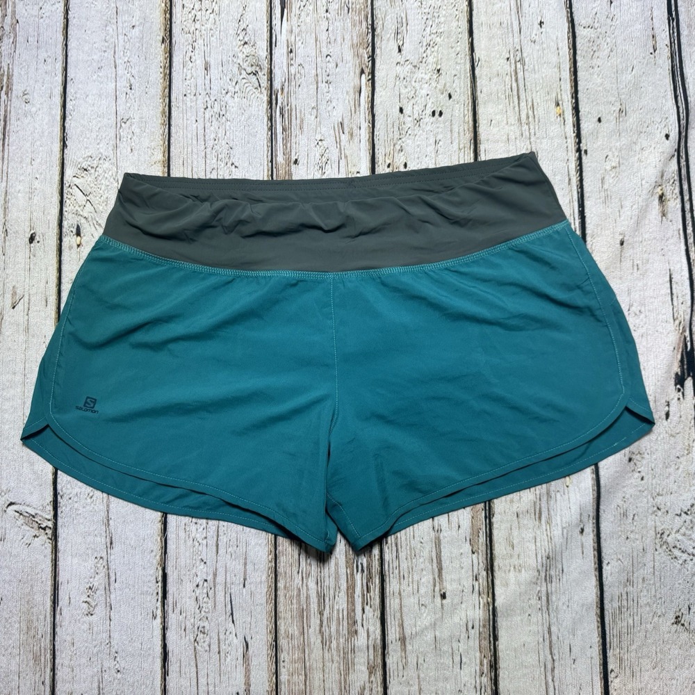 Salomon Running Shorts Lined 4" Inseam Women's Size XL Advanced Skin Dry Teal